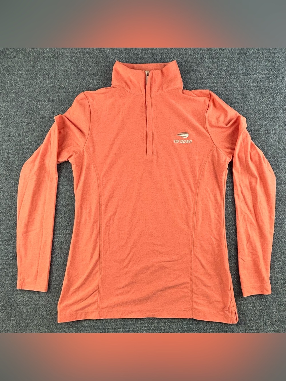 Peter Millar US Open Tennis Quarter Zip Pullover Orange Womens S Mock Neck Logo